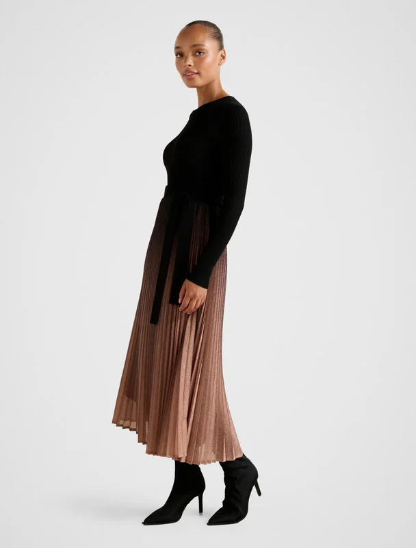 forever new  CELINA Ombre Metallic Midi Dress for Women | Best Price UAE